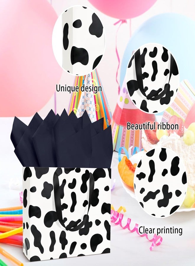 MUNILAIL 13 Inches Cow Print Gift Bag Large Gift Bag with Handle Tissue Paper and Greeting Card for Birthday Baby Shower Cow Themed Party Large Paper Gift Bag - Image 3